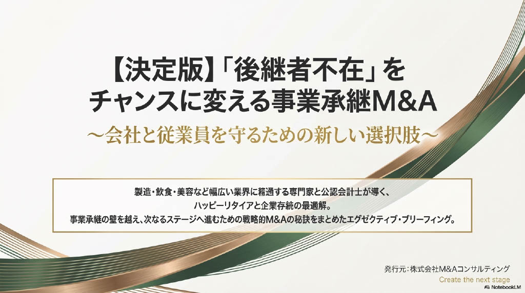 【決定版】「後継者不在」を チャンスに変える事業承継M&A